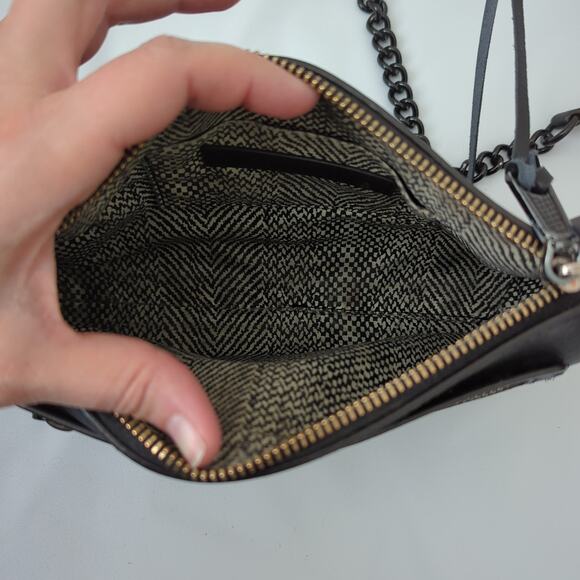 Rebecca Minkoff Crossbody Black Purse Matte Textured Tassel Chain Zipper Bag - Picture 2 of 8